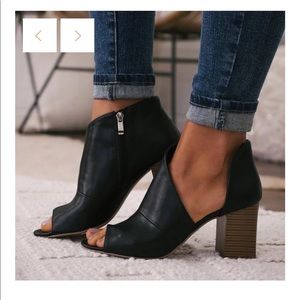 Ailsary Mid Heel Peep Toe Booties - Black / 8